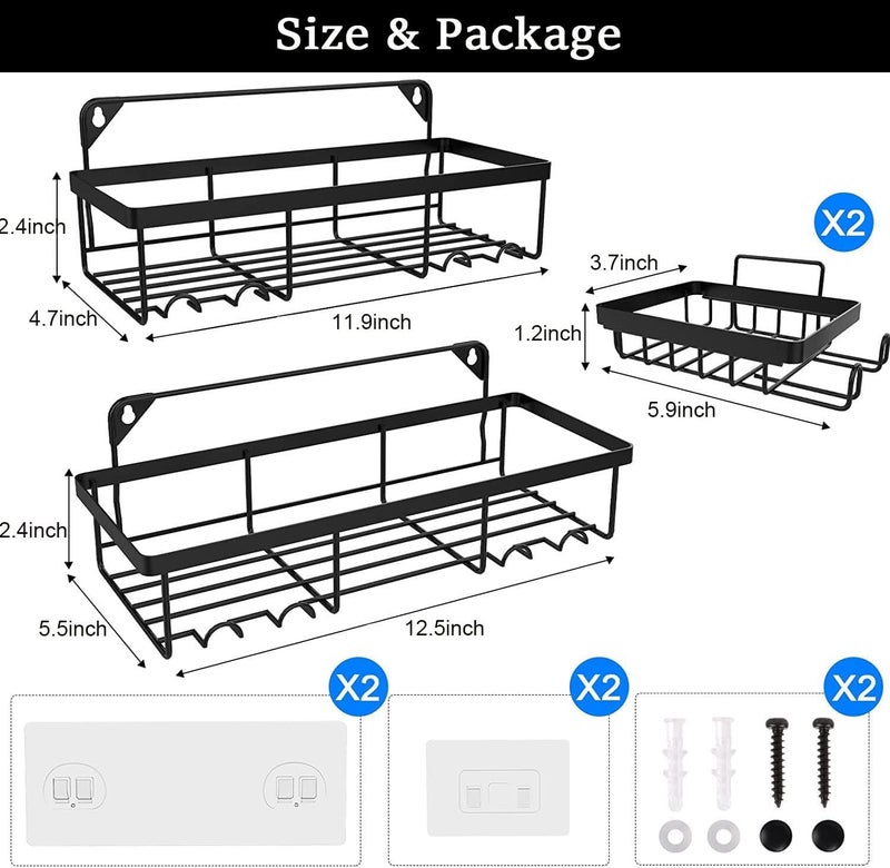 2 Pack Adhesive Shower Caddy with 2 Soap Dishes - Wall Mounted Shower Organizer - Image 2