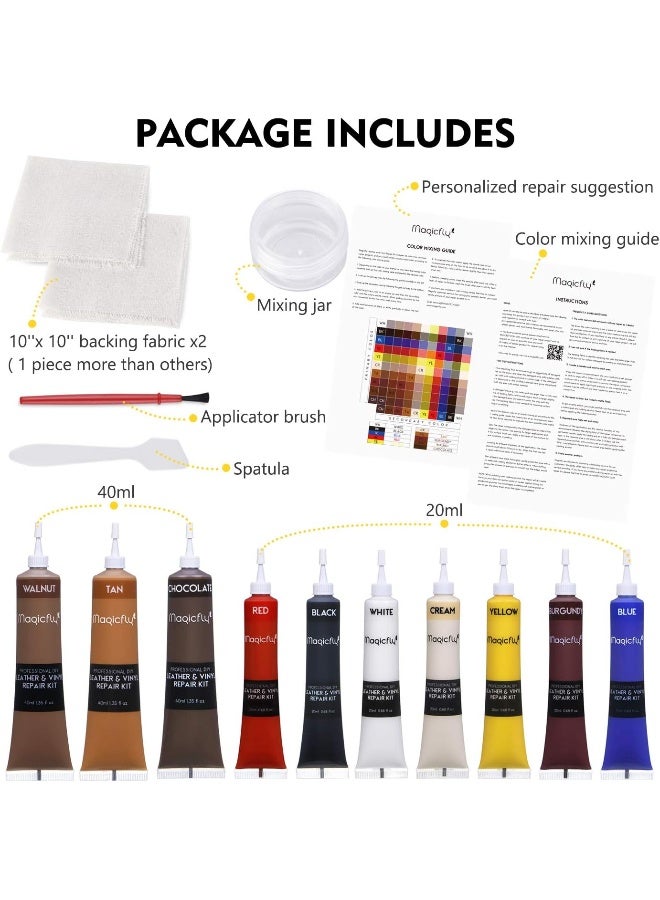 Magicfly Vinyl and Leather Repair Kit, 10 Colors Vinyl Repair Kit for Furniture, Sofa, Jacket, Boat Seat, Leather Repair Kit for Couches, Car Seat to Restore Any Material - Image 2