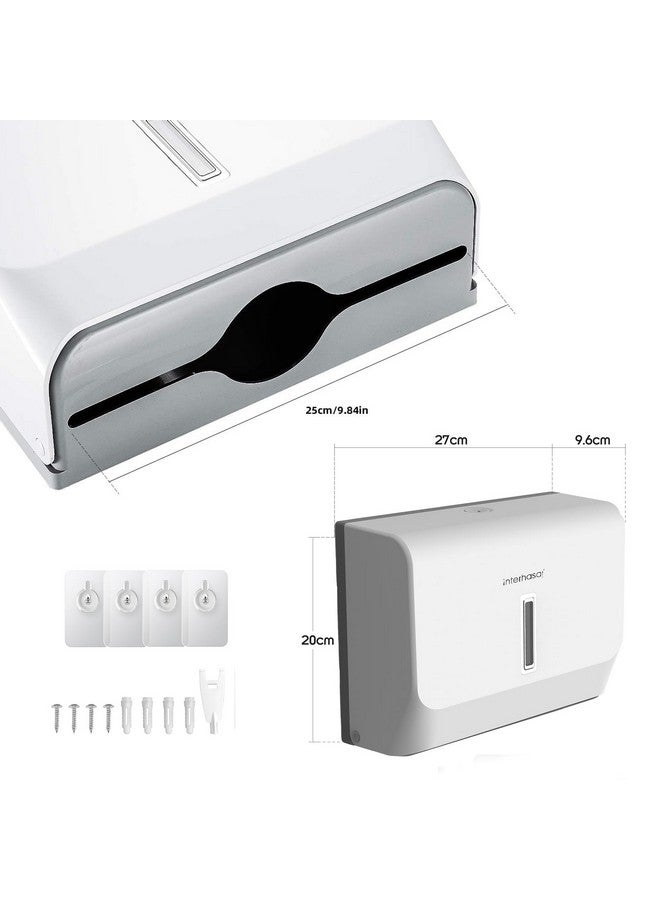 interhasa! interhasa! Paper Towel Dispenser Wall Mount Multifold/Trifold/M Fold for Commercial Toilet Paper Tissue Holder for Bathroom Kitchen Industry, ABS Plastic, White - Image 4