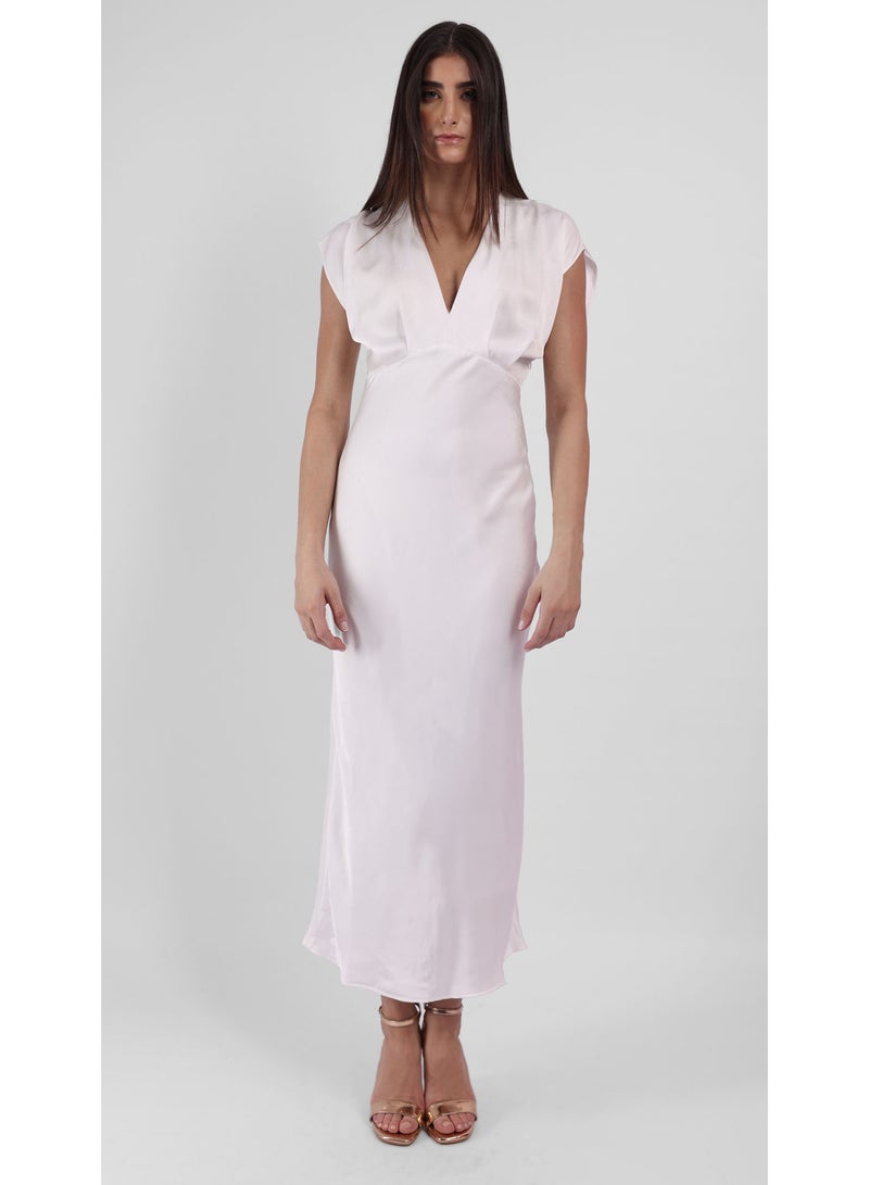 KYVELi Women's Silken Elegance Maxi Dress- White - Image 2