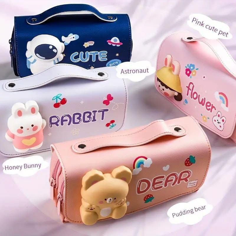 Parshya Dear Kawaii Large Capacity Pencil Case - 3D Eva with Cute Squishy Dear Pencil Case, Pencil Box for Kids, Zipper Pencil case for Boys, Return Gifts for Kids - Image 5