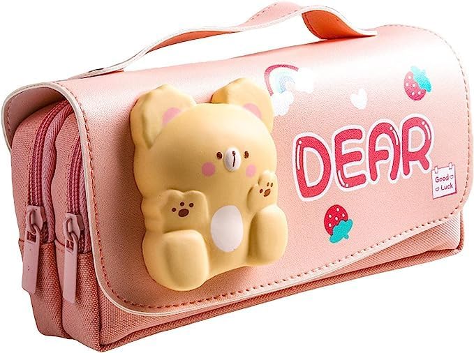 Parshya Dear Kawaii Large Capacity Pencil Case - 3D Eva with Cute Squishy Dear Pencil Case, Pencil Box for Kids, Zipper Pencil case for Boys, Return Gifts for Kids - Image 1