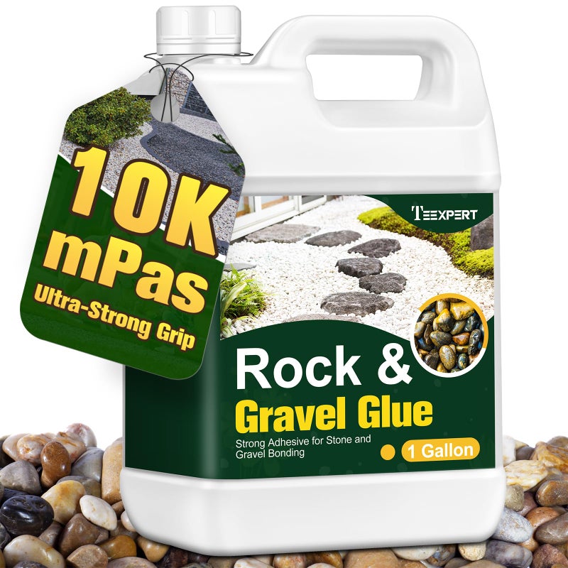 Teexpert 1 Gallon Rock Glue for Landscaping â€“ Strong Pea Gravel Binder & Stone Adhesive for Walkways, Yards, Patios, and Decorative Driveway Edges - Image 1