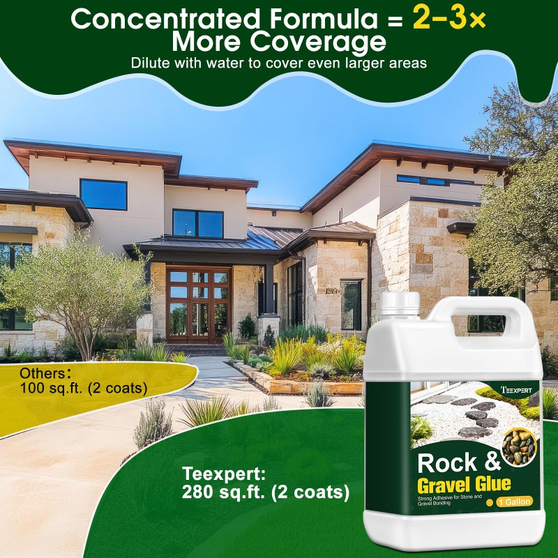 Teexpert 1 Gallon Rock Glue for Landscaping â€“ Strong Pea Gravel Binder & Stone Adhesive for Walkways, Yards, Patios, and Decorative Driveway Edges - Image 5