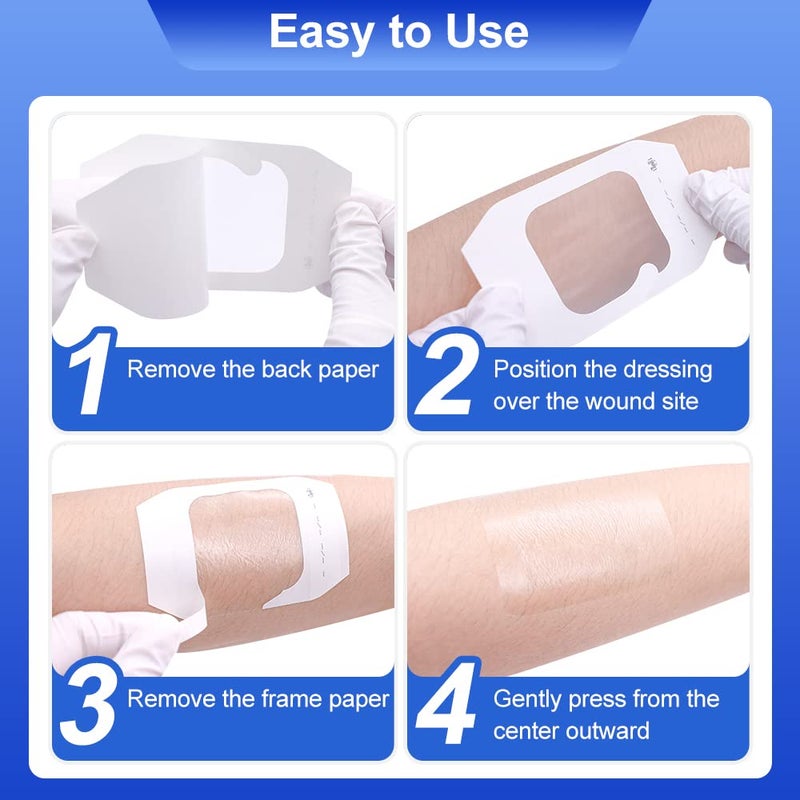 Dimora 100 Packs Transparent Film Dressing 236 x 275 in Silicone Bordered Foam Dressing 6x6 in 5 Packs Waterproof Sterile Gentle Adhesive Wound Dressing - Image 4