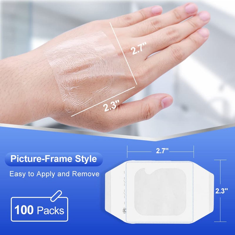 Dimora 100 Packs Transparent Film Dressing 236 x 275 in Silicone Bordered Foam Dressing 6x6 in 5 Packs Waterproof Sterile Gentle Adhesive Wound Dressing - Image 2