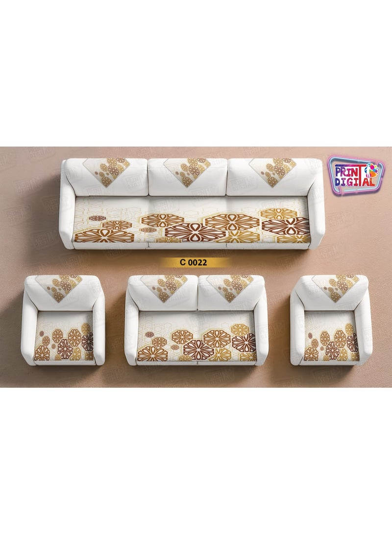 عام طقم  بياضات رمضان قطيفة طباعة ديجيتال 10قطع ( كنبة 3 - كنبة 2 - 2 كرسى - 6 ق مناديل  )