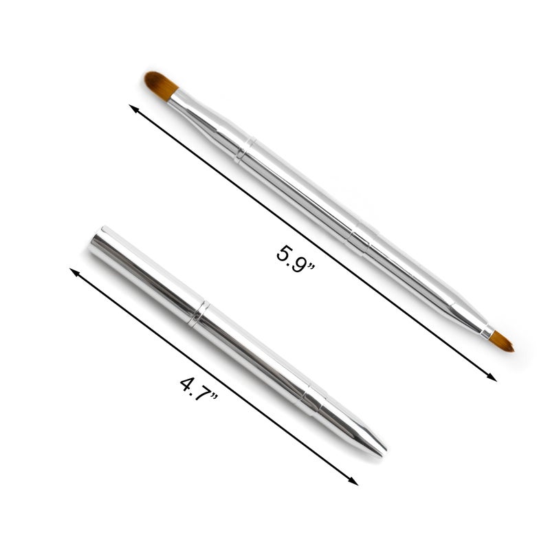 Quacc Double-ended Lip Makeup Brush, Retractable Lip Brush for Lipstick, Lip Gloss, Eyeshadow (Silver) - Image 2