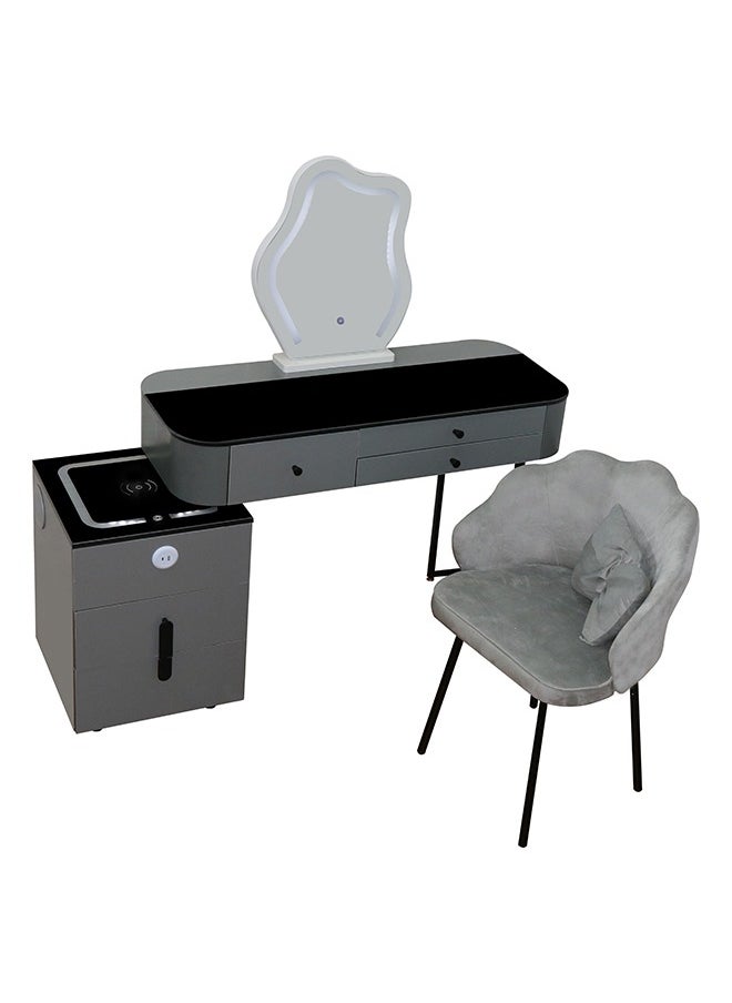 NKX Makeup Vanity Table Dressing Table Flip Mirror With Drawers And Chair With BT Speaker ,wireless charger and USB port 