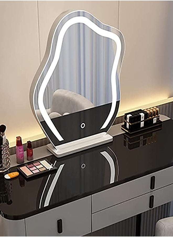 Makeup Vanity Table Dressing Table Flip Mirror With Drawers And Chair With BT Speaker ,wireless charger and USB port