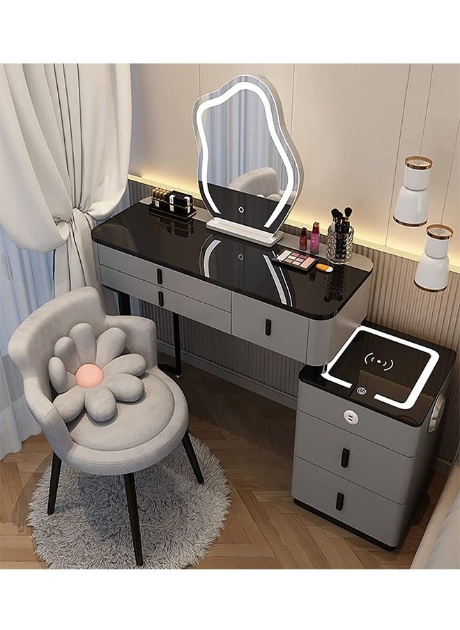 Makeup Vanity Table Dressing Table Flip Mirror With Drawers And Chair With BT Speaker ,wireless charger and USB port