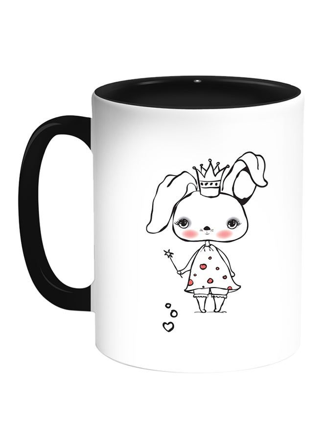 RKN Cartoon Drawings - Rabbits Printed Coffee Mug White/Black 11ounce - Image 2