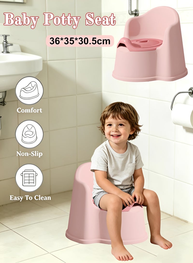 oldlaiben Baby Potty Seat, Baby Potty Chair Toddler Potty Training Toilet with Removable Potty Pot & Backrest & Lid & Splash Guard, Mini Potty Kids Toilet Training Seat Baby Toilet Kid Size Potty Travel Potty Toilet (Pink) - Image 1
