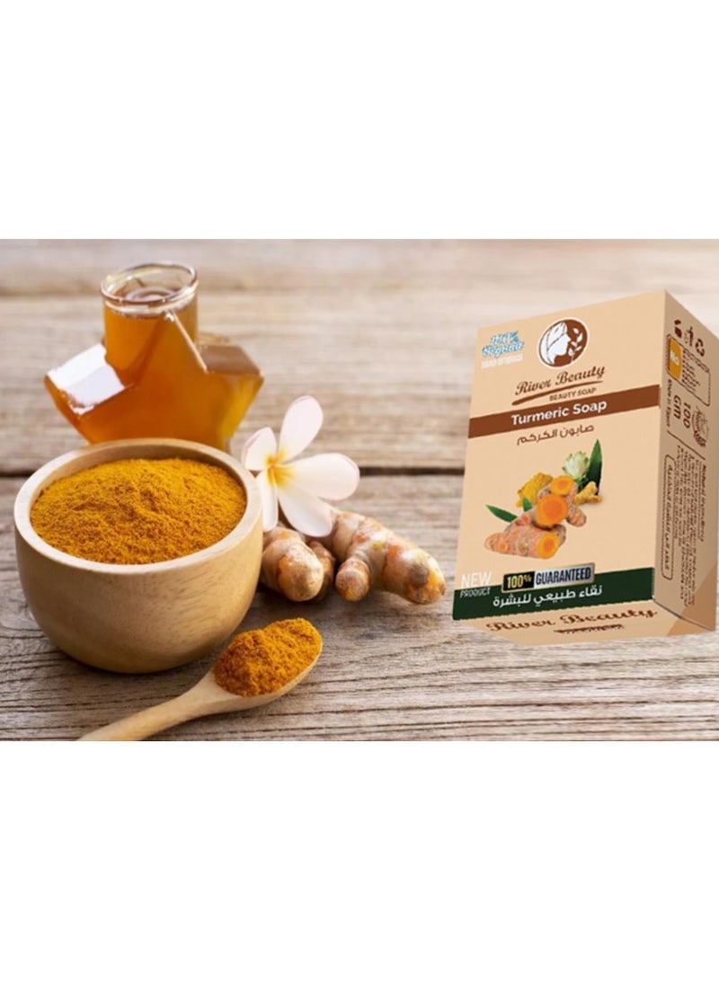 river beauty Soap Glycerin Natural From Natural Turmeric To Cleanse, Care For And Whiten The Skin - Contains Vitamins A, B And E  - Image 2