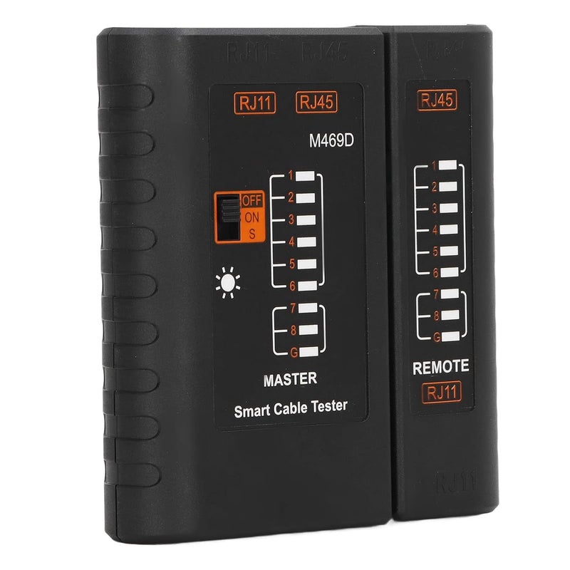 Network Cable Tester Portable, Black ABS Material, RJ45 RJ11 LAN and Telephone Line Tester - Accurate Detection, LED Display, Easy Carrying for Network Troubleshooting - Image 2