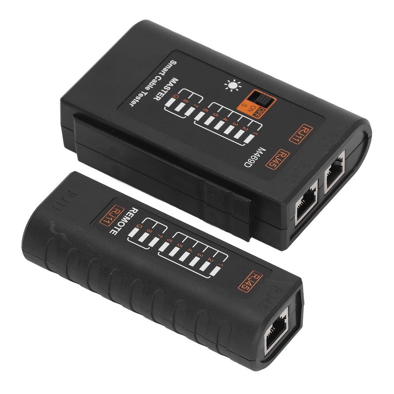 Network Cable Tester Portable, Black ABS Material, RJ45 RJ11 LAN and Telephone Line Tester - Accurate Detection, LED Display, Easy Carrying for Network Troubleshooting - Image 5
