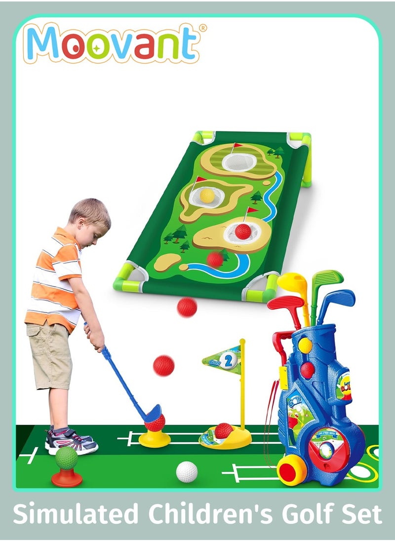 Moovant - Toddler Golf Clubs Set with 6 Balls 4 Golf Clubs Golf Cart Putting Mat , Kids Golf Toys , Indoor & Outdoor Sport Golf Games Toy Gifts, Competitive Game Parent-Child Interaction for Boys Girls - Image 1