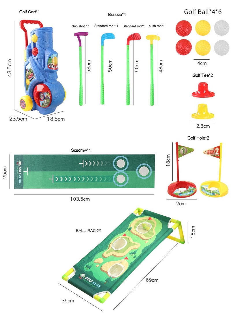 Moovant - Toddler Golf Clubs Set with 6 Balls 4 Golf Clubs Golf Cart Putting Mat , Kids Golf Toys , Indoor & Outdoor Sport Golf Games Toy Gifts, Competitive Game Parent-Child Interaction for Boys Girls - Image 1