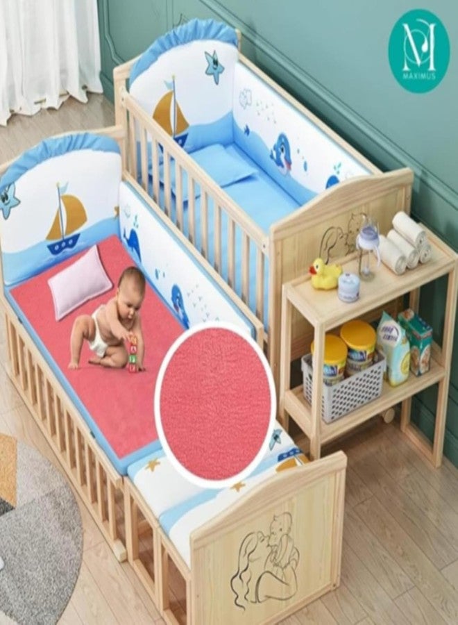 THE MAXIMUS Maximus Waterproof Quick Dry Sheet for Baby Pack of 3 | Bed Pad Extra Absorbent Washable Matress Protector | Bed Protector Sheet for Toddler Children (140x100cm) (Green & Orange, Navy Blue, Large) - Image 2