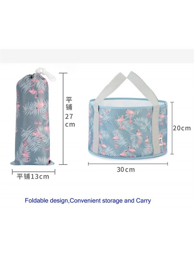 Semilyn Collapsible Foot Bath Basin for Travel Portable Foldable Foot Bath Tub for Soaking Feet Home Foot Spa Travel Water Bucket for Soaking Feet, Washing Vegetable and Fruit, Outdoor, Camping Blue flamingo - Image 2