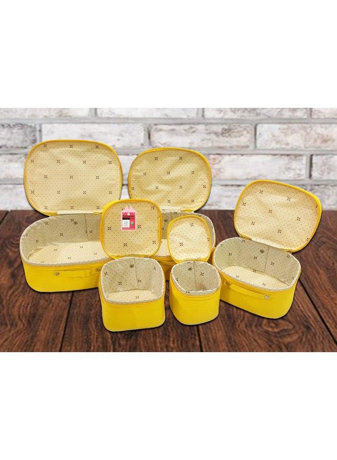 Luces 5 Pc Cosmetic Set Purse Size Makeup Bag Toiletry Travel Makeup Organizer Washable Waterproof Zippered Pouch Large Medium Small (Mustard)  - Image 4