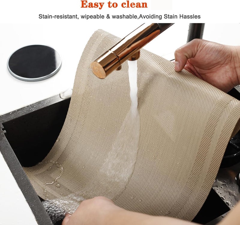 Cilveec Dining Table Mats 6 Pieces, Washable/Heat and Stain Resistant, Indoor/Outdoor Placemats, PVC Table Placemats, Beige/ 6 PCS - Image 3