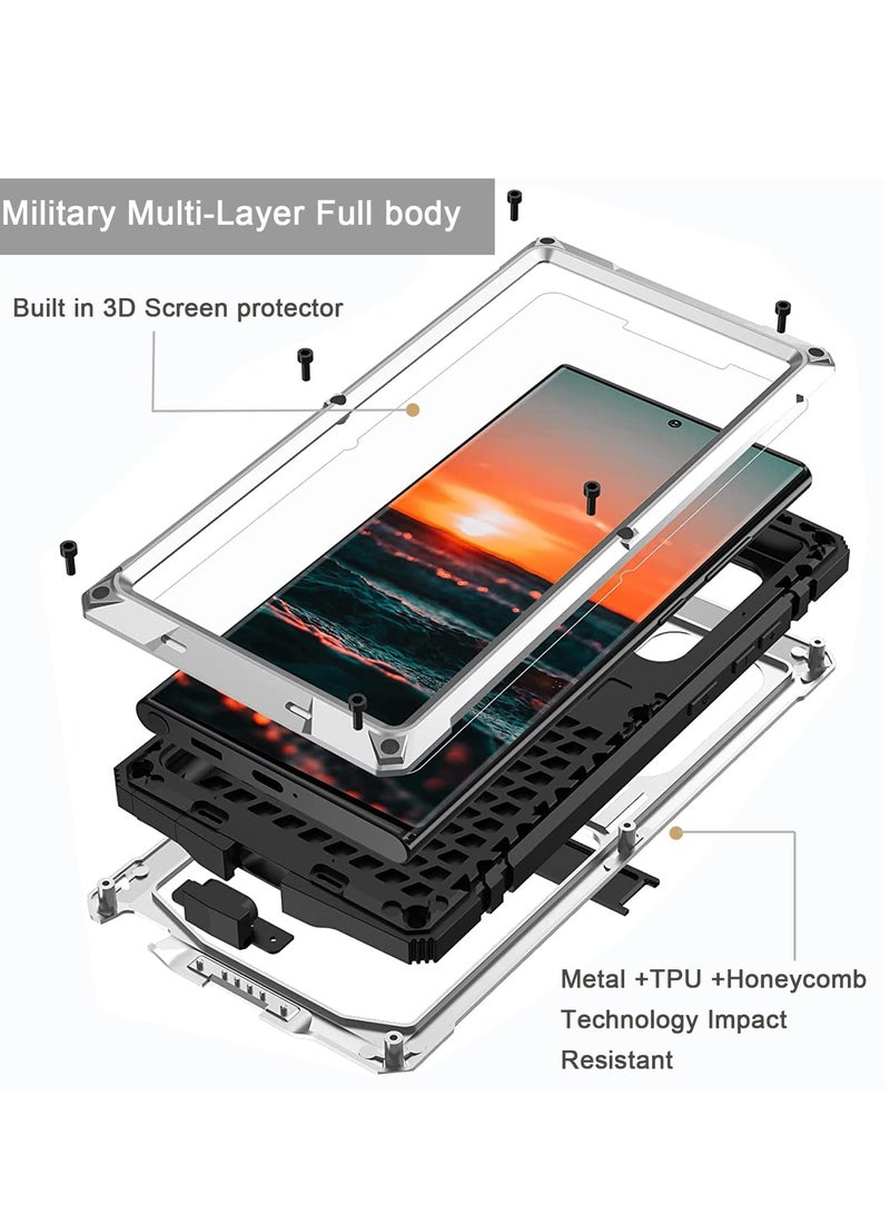 SOLARAE For Samsung S23 Ultra Phone Case, Metal Hard Armor Phone Cover with Camera Protection Heavy Duty metalicas Military Grade, Suitable for Galaxy S23 Ultra 5G 2023 Phone Case (Silver) - Image 2