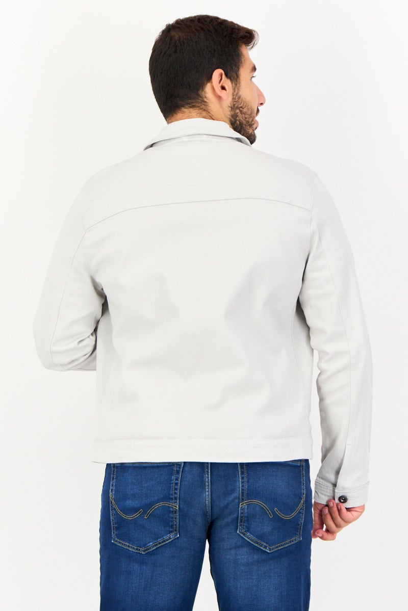Threadbare Men Solid Jacket Shirt, Light Grey - Image 3