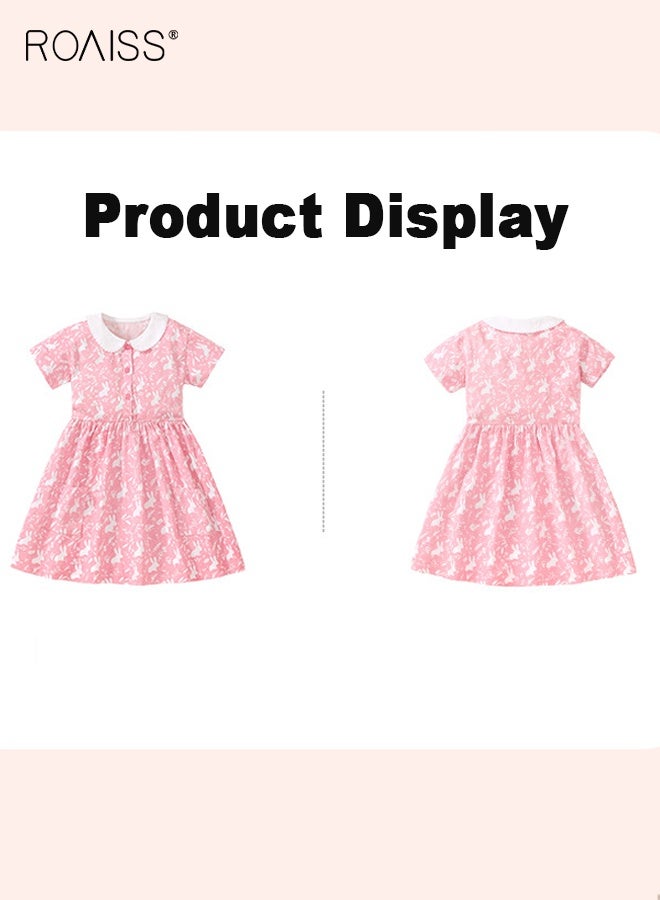 roaiss Girl's Summer Dress with Adorable Patterns, Doll Neck Dress with 2 Side Pockets, Casual Stylish Sundress for Little Girls, Suitable for Daily Wear or Any Occasion  - Image 3