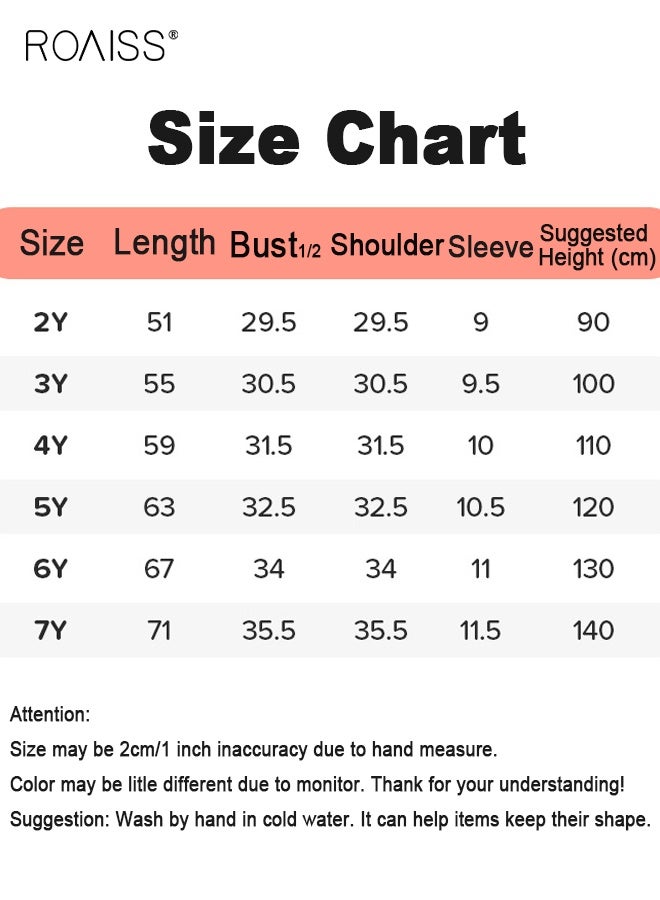 roaiss Girl's Summer Dress with Adorable Patterns, Doll Neck Dress with 2 Side Pockets, Casual Stylish Sundress for Little Girls, Suitable for Daily Wear or Any Occasion  - Image 4