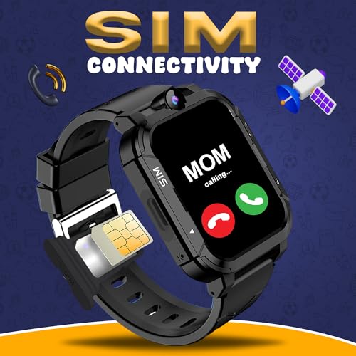 PunnkFunnk Musk Safeguard 5G/4G Kids Smart Watch with SIM Calling, GPS Tracker, Video Call, SOS Alerts, Face Unlock, Games, IP67, 800mAh Battery, Voice Chat, Maps(Black) - Image 4