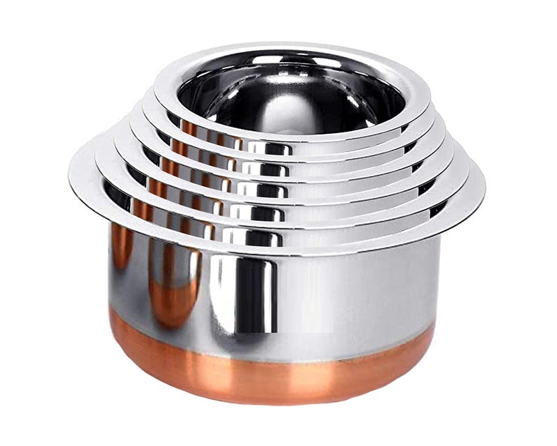 BLeaf BLeaf Stainless Steel-Round Copper Bottom Tope/Heavy Guage Top (Pack of 6) (1L, 1.25L, 1.5L, 2L, 2.5L, 3L) + 4 Pcs Ladle Set (Combo) - Image 3