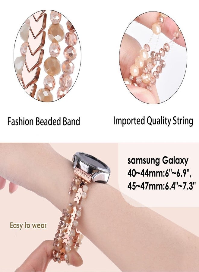 VISOOM Beaded Boho Bracelet Compatible for Samsung Galaxy Watch 8/7/6/5/4 40/44mm Bands/Active 2 Watch 4 Classic 42mm Band Women, 20mm Handmade Elastic Crystal Beads Bracelet for Galaxy Watch 5 pro - Image 3