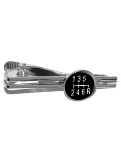 GRAPHICS & MORE 6 Speed Shift Knob Manual Transmission Round Tie Bar Clip Clasp Tack Silver 