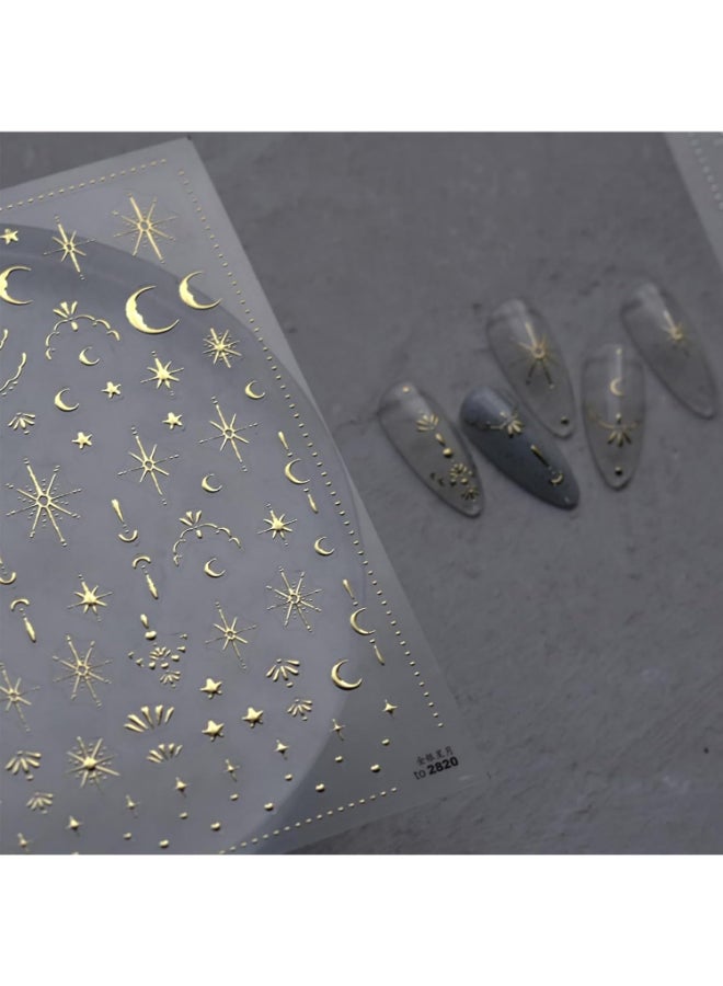 Namrec Luxury Moon Star Nail Stickers 3D Gold Nail Art Stickers Decals for Women Girls DIY Manicure - Image 4