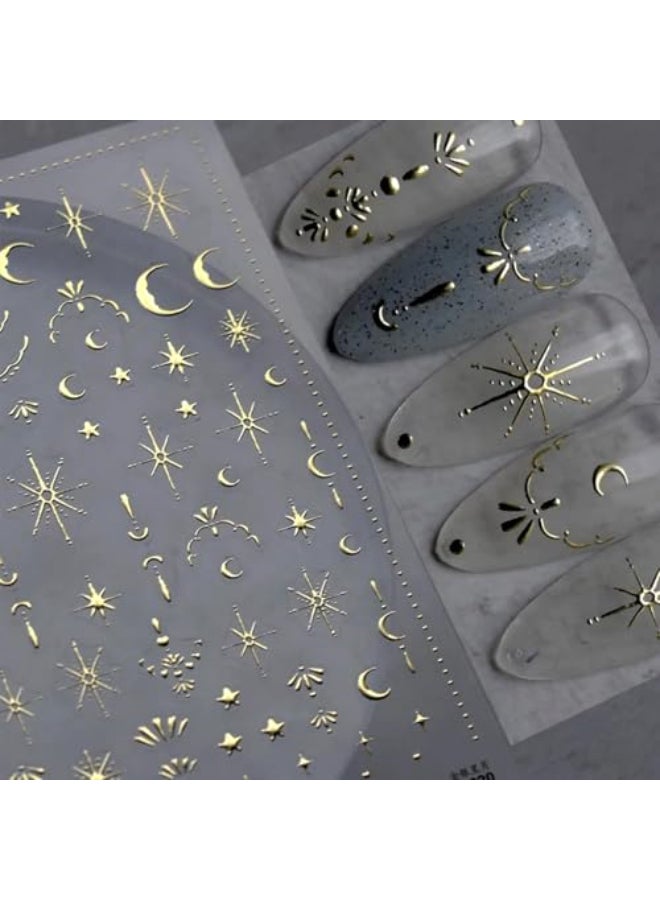 Namrec Luxury Moon Star Nail Stickers 3D Gold Nail Art Stickers Decals for Women Girls DIY Manicure - Image 1