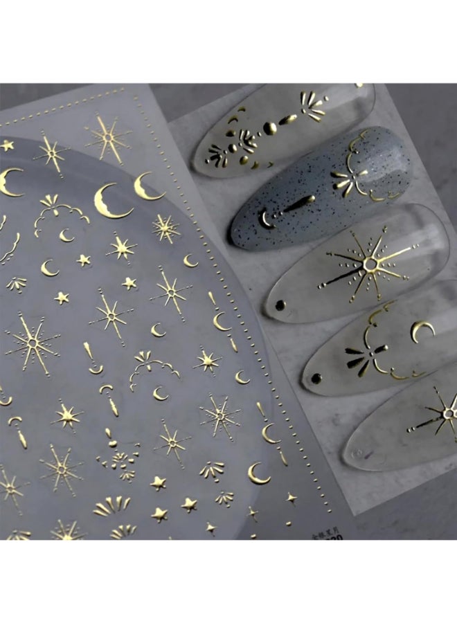 Namrec Luxury Moon Star Nail Stickers 3D Gold Nail Art Stickers Decals for Women Girls DIY Manicure - Image 2