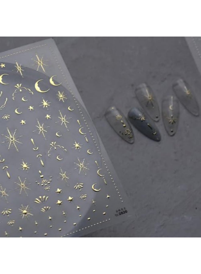 Namrec Luxury Moon Star Nail Stickers 3D Gold Nail Art Stickers Decals for Women Girls DIY Manicure - Image 3
