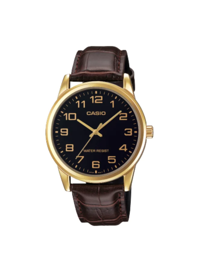 CASIO Men's Leather Analog Watch MTP-V001GL-1BUDF - 38 mm