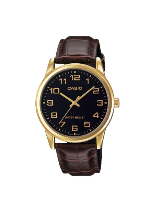CASIO Men's Leather Analog Watch MTP-V001GL-1BUDF - 38 mm