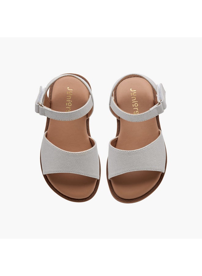 JUNIORS Girls Textured Flat Sandals with Hook and Loop Closure  - Image 1
