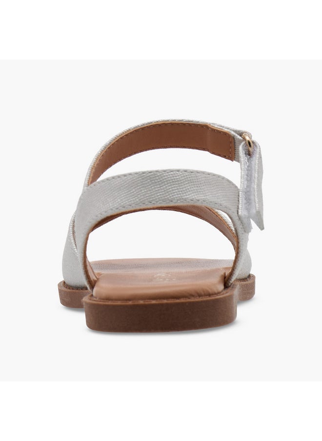 JUNIORS Girls Textured Flat Sandals with Hook and Loop Closure  - Image 4