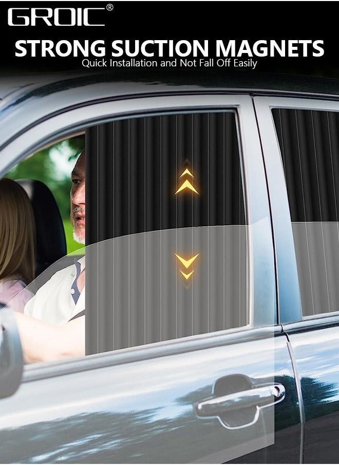 GROIC - 4Pcs Magnetic Car Window Shades,Foldable Magnetic Car Side Window Sun Shade,Car Curtain Pleated Silky UV Protection Privacy Auto Accessories - Image 1