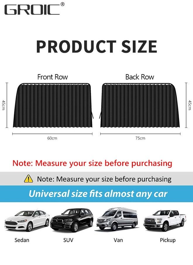 GROIC - 4Pcs Magnetic Car Window Shades,Foldable Magnetic Car Side Window Sun Shade,Car Curtain Pleated Silky UV Protection Privacy Auto Accessories - Image 1