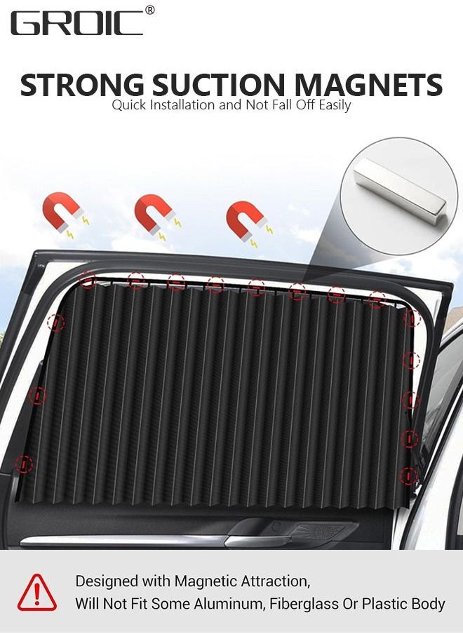 GROIC - 4Pcs Magnetic Car Window Shades,Foldable Magnetic Car Side Window Sun Shade,Car Curtain Pleated Silky UV Protection Privacy Auto Accessories - Image 1