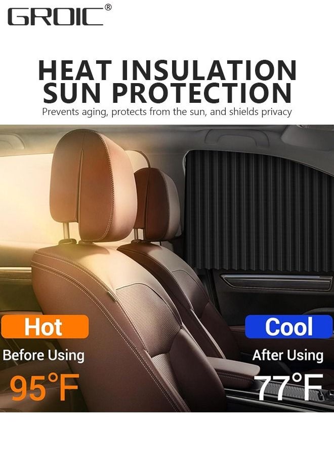 GROIC - 4Pcs Magnetic Car Window Shades,Foldable Magnetic Car Side Window Sun Shade,Car Curtain Pleated Silky UV Protection Privacy Auto Accessories - Image 1