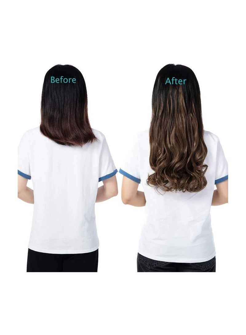 إستيل وصلات شعر مموجة 4 قطع 11 مشابك شعر مموج سميك كامل الرأس مزدوج اللحمة على وصلات شعر صناعية متموجة قطع شعر للنساء بني كستنائي فاتح مجعد - Image 3