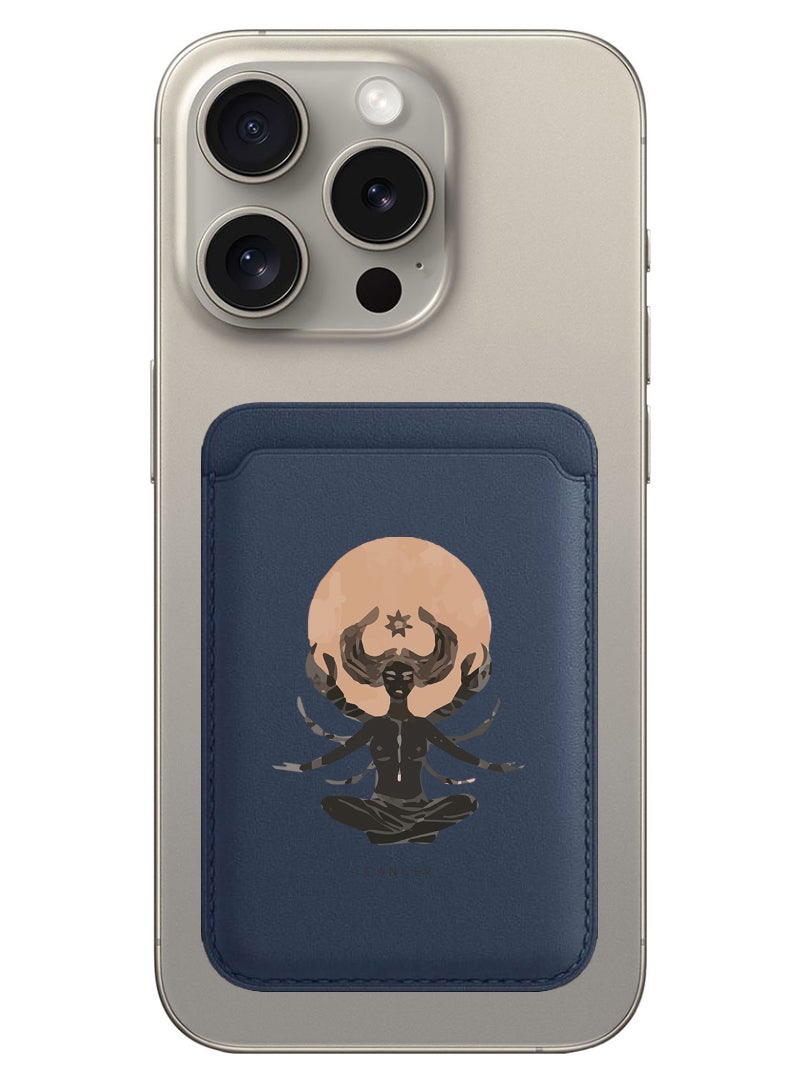 Theodor Magnetic Wallet, Compatible with MagSafe Wallet, for iPhone Wallet, for iPhone 16/15/14/13/12 Series, Not for iPhone 13/12 mini, 3 Card Holder, Vegan Leather, Navy - Cancer - Image 1