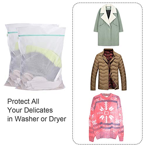 OTraki Mesh Laundry Bag for Delicates 2 Pack Garment Wash Bag 24 x 32 inch Zippered Large Washing Machine Bags for Sweater Dirty Clothes Washer Dryer Net Protector Travel College Dorm Organizer - Image 4