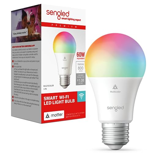 Sengled Matter LED Smart Light Bulb A19 Multicolor Compatible with Alexa 60W Equivalent 800LM Instant Pairing 1Pack - Image 1